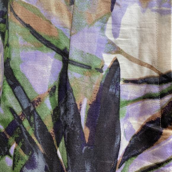 Banana Republic Palm Frond Print Linen Dress Size 6 White Lotus Vibes Preppy - Picture 8 of 13